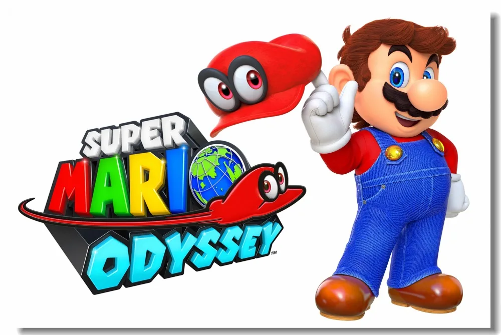 Пользовательские холст настенные фрески Super Mario Bros плакат Луиджи Марио Одиссея Koopa стикеры Детские мультфильм обои наклейки для спальни#0471