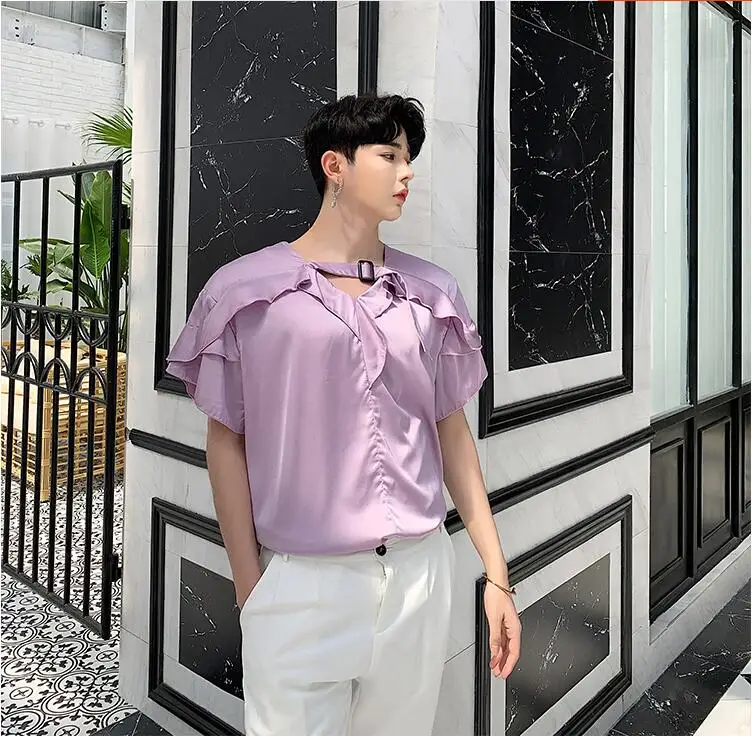 Летняя популярная Роскошная королевская винтажная рубашка с v образным вырезом