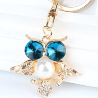 lovely owl bird pendant charm rhinestone crystal purse bag keyring key chain accessories wedding party lover gift