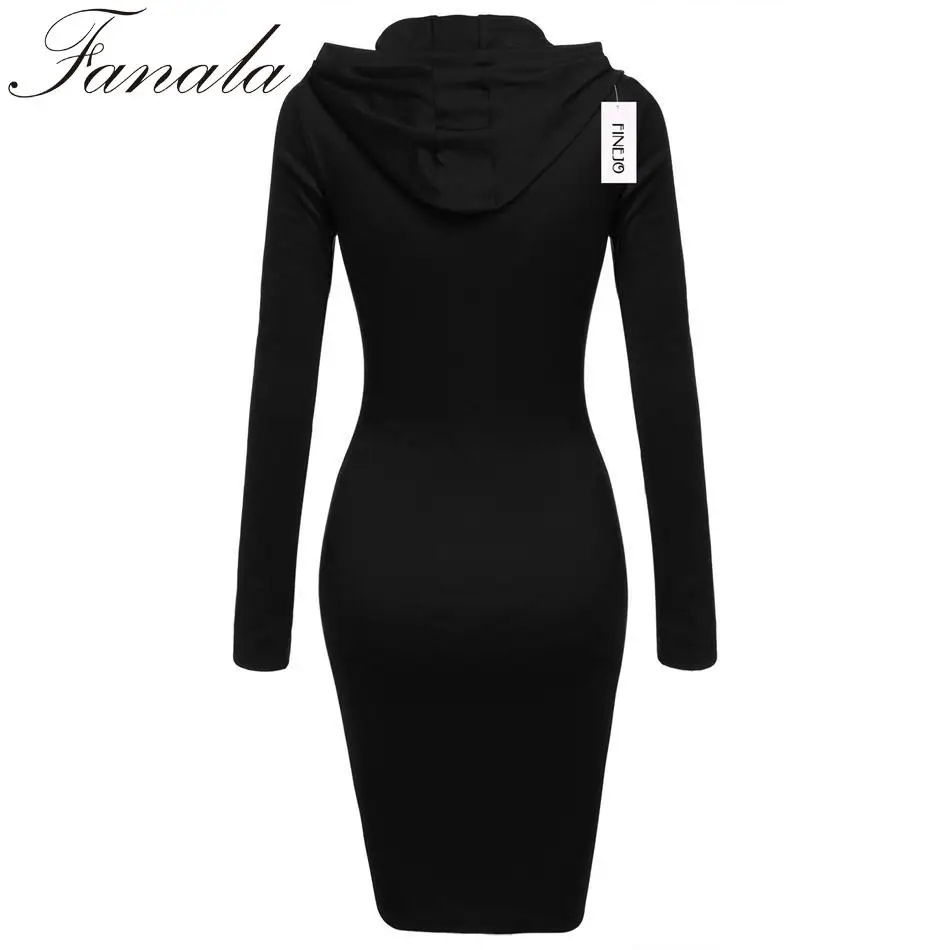 Платье Для женщин пикантные женские с капюшоном длинным рукавом Bodycon Slim Fit