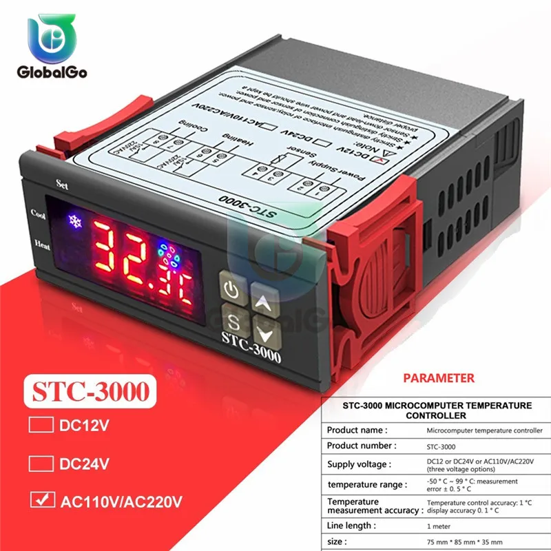 STC-3000 AC 110-220V Светодиодный цифровой регулятор температуры Термостат терморегулятор Датчик температуры Реле Отопление и охлаждение STC 1000 3000 3008 - Цвет: STC-3000 AC 110-220V