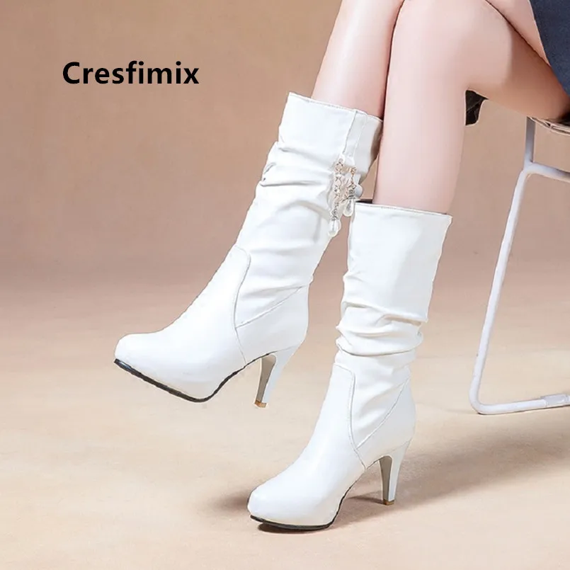 Cresfimix/модные милые осенние высокие сапоги для подростков Большие размеры 34 43
