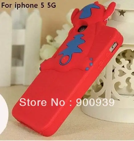 Retail 1pcs lot newest 3D streo Lovely creeping Stitch Silicone Soft Cover Case for iphone5 5G Free Shipping|case cover iphone 3gs|case ipodcover