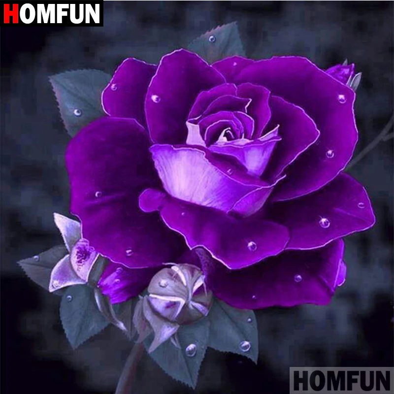 

HOMFUN 5D DIY Diamond Painting Full Square/Round Drill "Purple flower" 3D Embroidery Cross Stitch gift Home Decor A00160