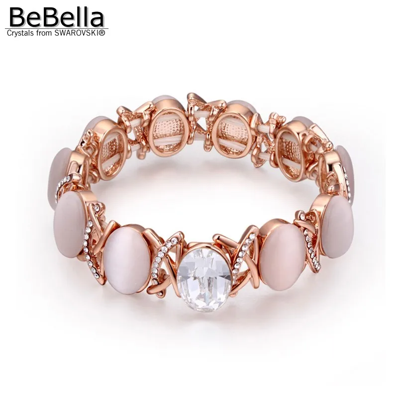 Новый модный толстый браслет BeBella с опалом и австрийскими кристаллами Swarovski|thick