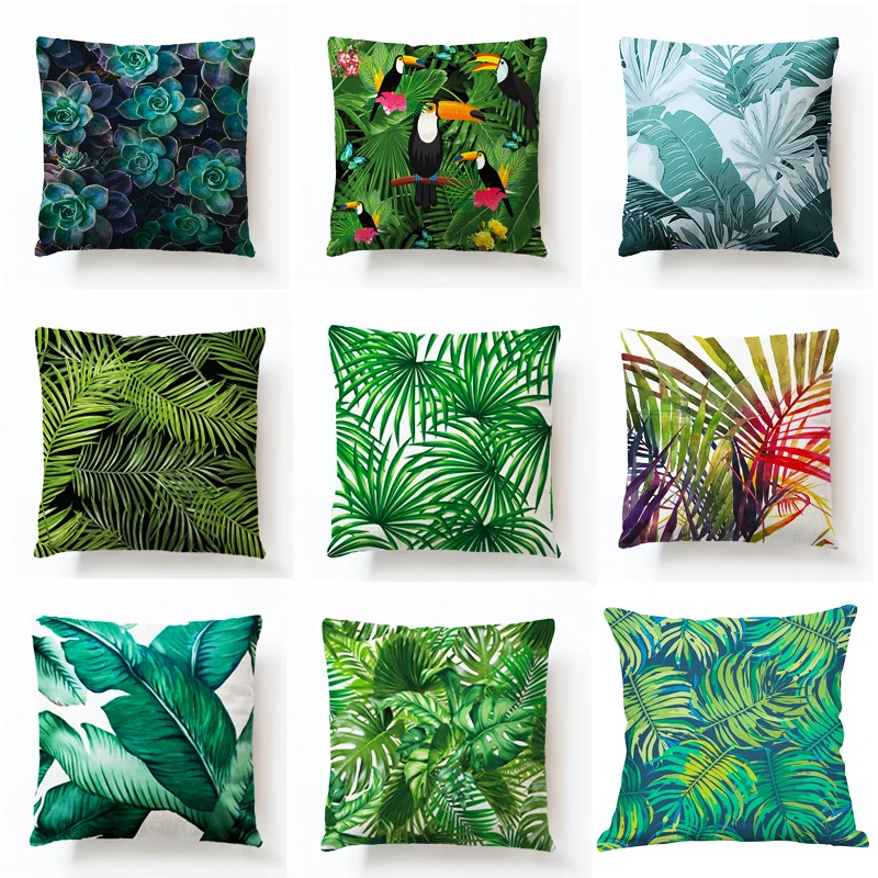 

NEW Beautiful picture Leaves Tropical plants Polyester Cushion Cover Pillow Cover Decorative Pillow Case home decor para sofa