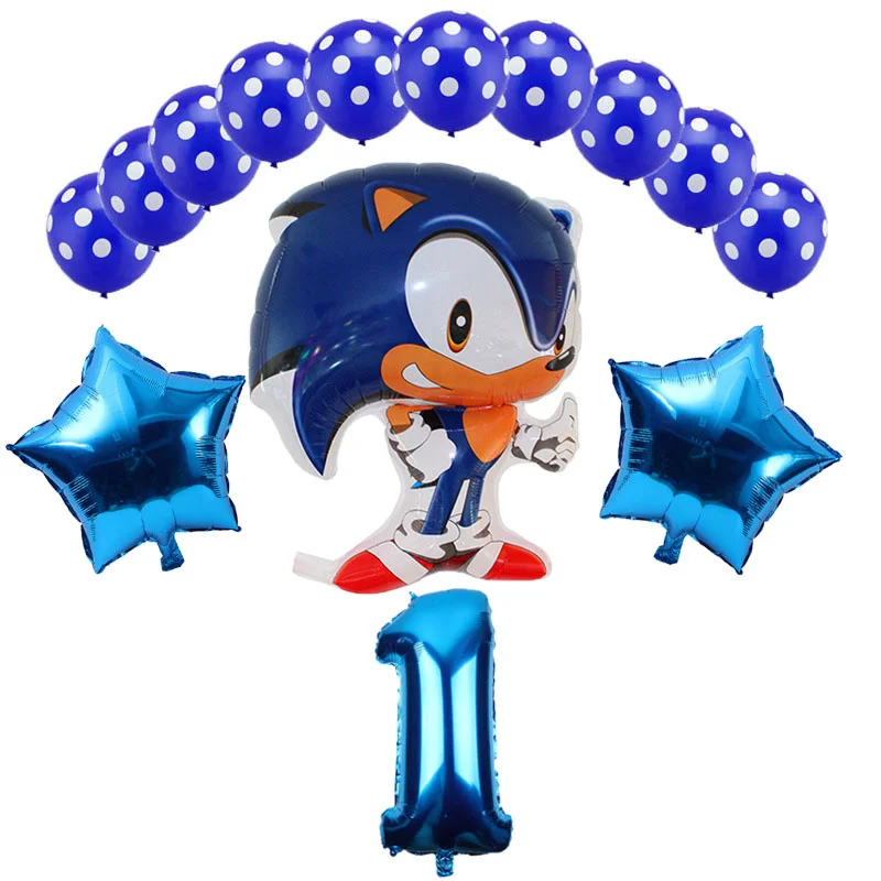 14 шт./лот Sega Соник Ежик супер герой двухсторонний Фольга шар мальчик девочка день