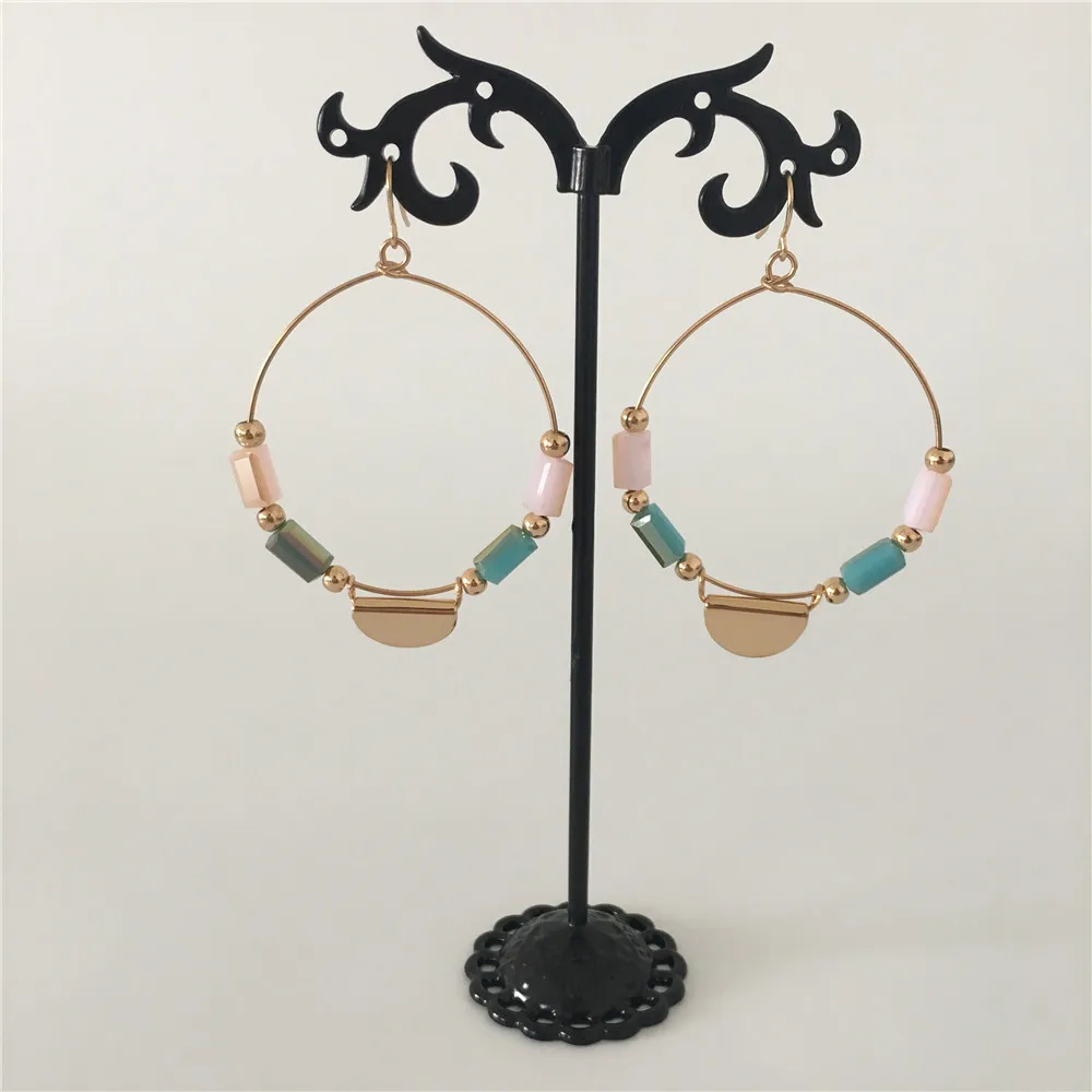 GIRLY GOLD COLOR PLATING PINK BLUE CUBIC BEAD DROP EARRINGS FOR WOMEN | Украшения и аксессуары