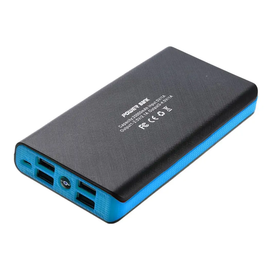 Корпус банка питания 4 USB выходные порты Быстрая зарядка переносной источник