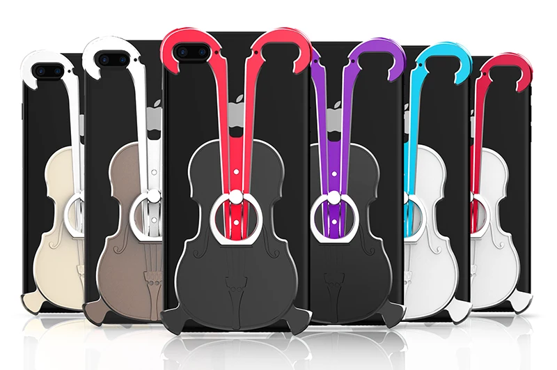 For iphone 6 6s 7 8 plus case Metal Aluminum frame Piano Shockproof Anti-knock With Finger Ring for x cases cover |