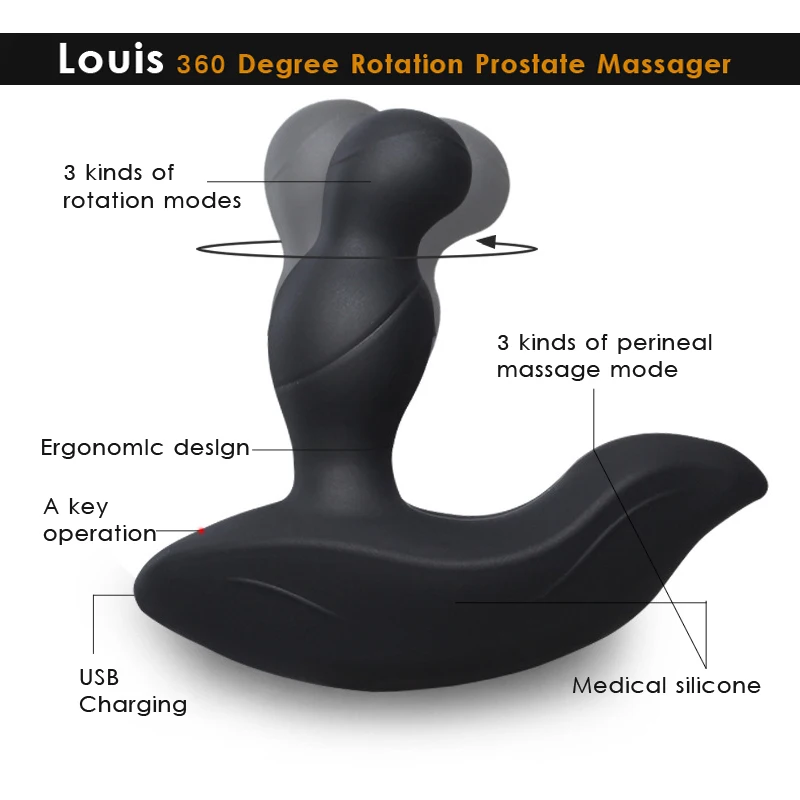 Levett Louis 3 Mode Tickling Male Prostate Massager 360 Degree Rotation Remote Control Anal Butt Plug Vibrator Sex Toys for Men |