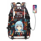 Новинка, тот раз, когда я перевоплотился в слизь, школьный ранец, сумка для ноутбука, мужские дорожные сумки, usb-рюкзак Rimuru Tempest, Оксфордский рюкзак