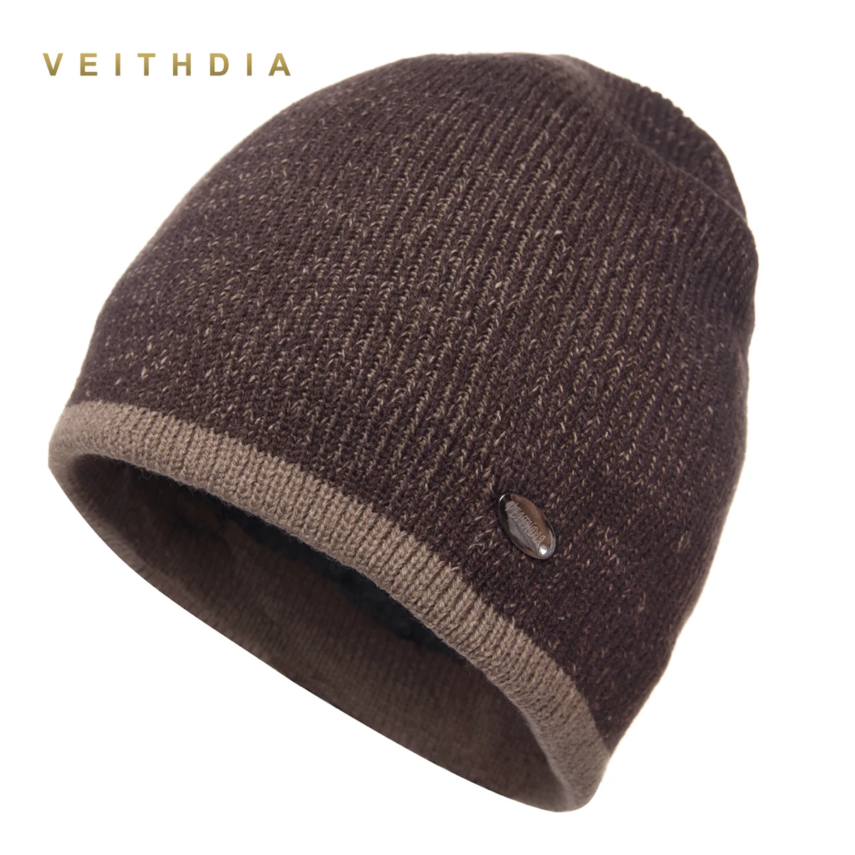 VEITHDIA, мужские зимние шапки, вязаные, шерстяные, Skullies, для мальчиков, хип-хоп, шапка, осенняя, gorros, мужские, сохраняющие тепло, мягкие шапки для мужчин, шапка - Цвет: Хаки
