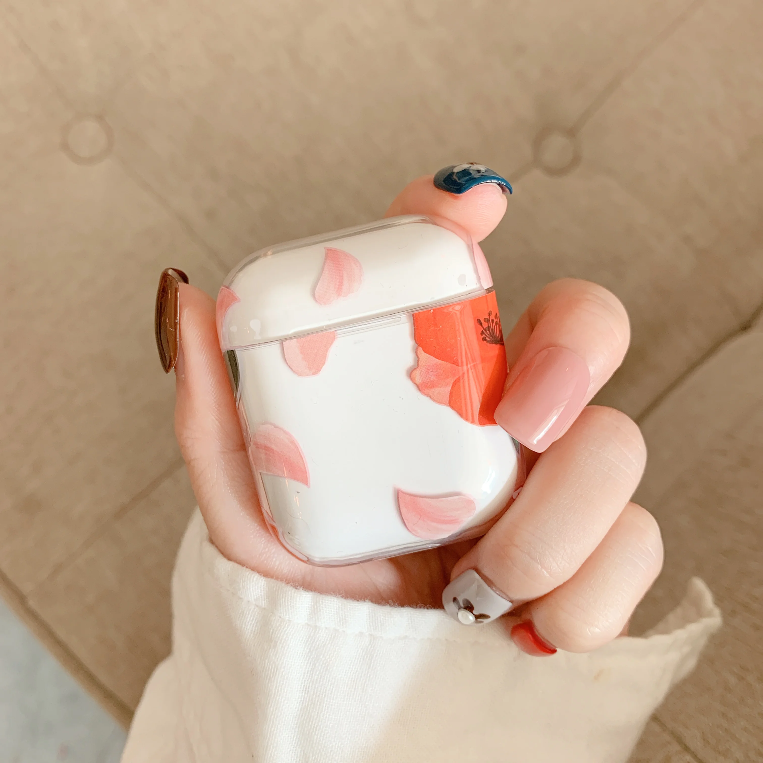 Прозрачный чехол с цветами для Airpods для милой девушки милый мизинец идеальный дизайн для Apple Airpods2 bluetooth чехол для наушников