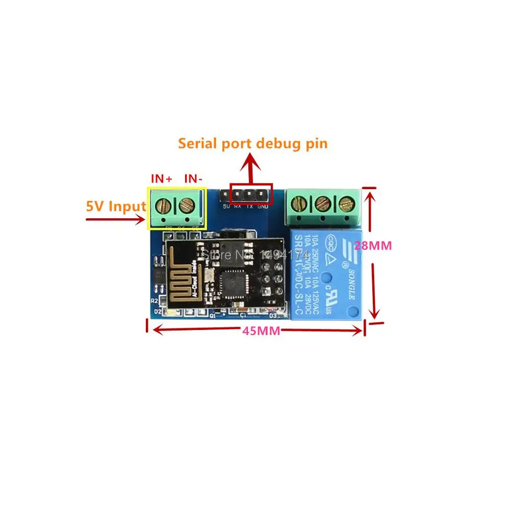 WQScosea Q8S-193 ESP8266 5V односетевое реле беспроводной модуль переключения Wi-Fi DC IOT с