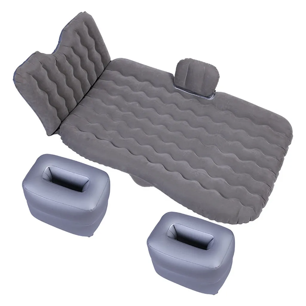 Серый Franchise Car Travel Bed Camping Inflatable Sofa Automotive Air Mattress Rear Seat Cushion Rest Sleeping pad with Pillow/Pump - Название цвета: Серый