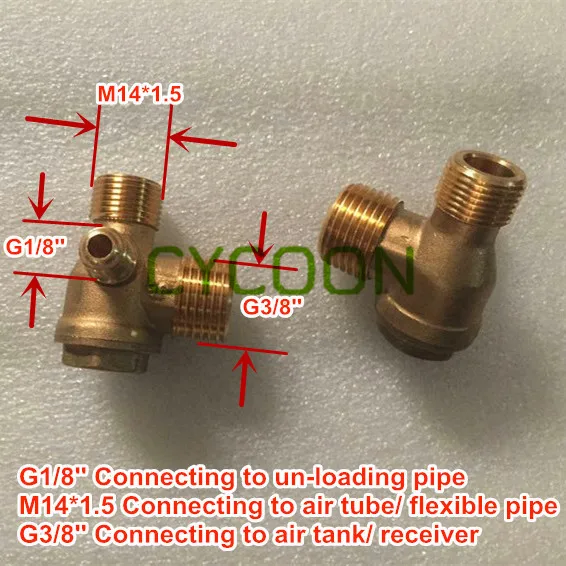 G3/8 '' M14 * 1.5 G1/8'' латунный односторонний обратный клапан для безмасляного