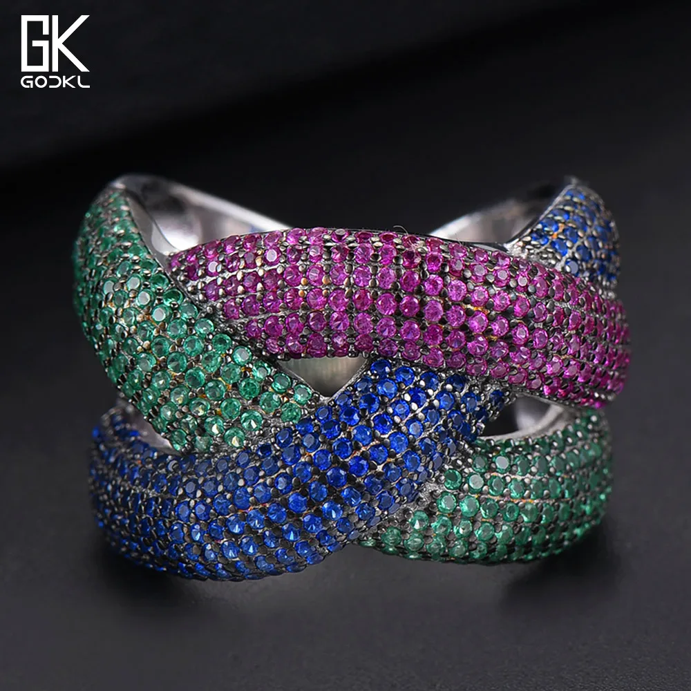 GODKI Роскошные крест S925 стерлингового серебра стекируемые Ringsfor для женщин