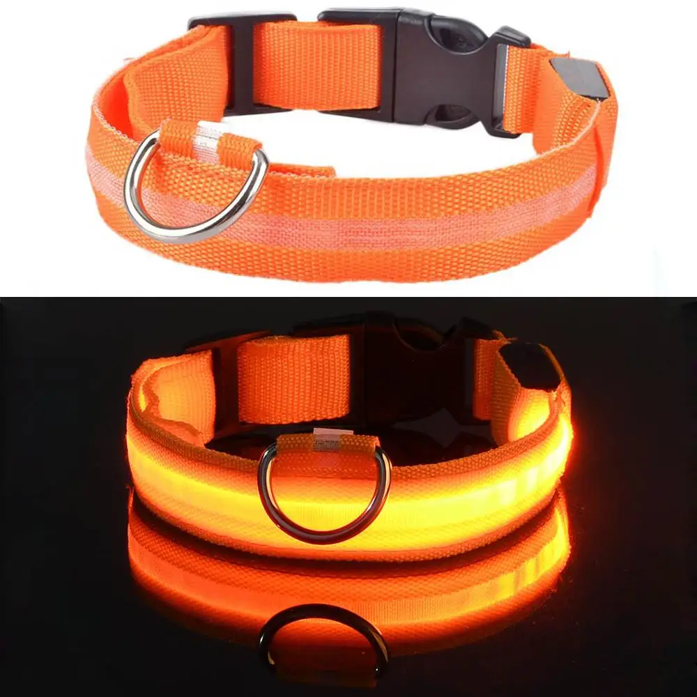 Orange Usb Charging Светодиодный ошейник для собак, нейлоновый светильник, ошейник для собак, щенок, свет ночная безопасность, светящиеся товары для домашних животных, аксессуары для домашних животных - Цвет: Orange Usb Charging