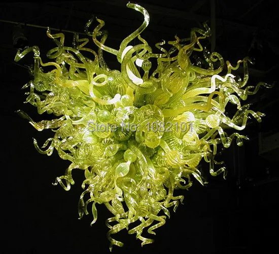 

Free Shipping Pretty Lemon Green Colored Glass Chandeliers