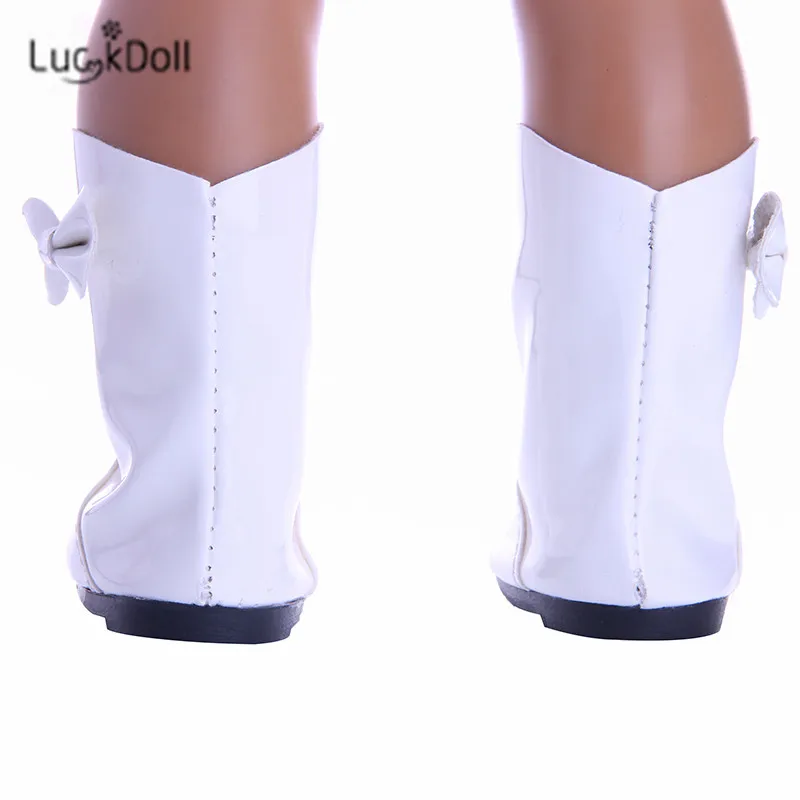 Модные белые кожаные ботинки LUCKDOLL подходит для 18 дюймовых американских кукол