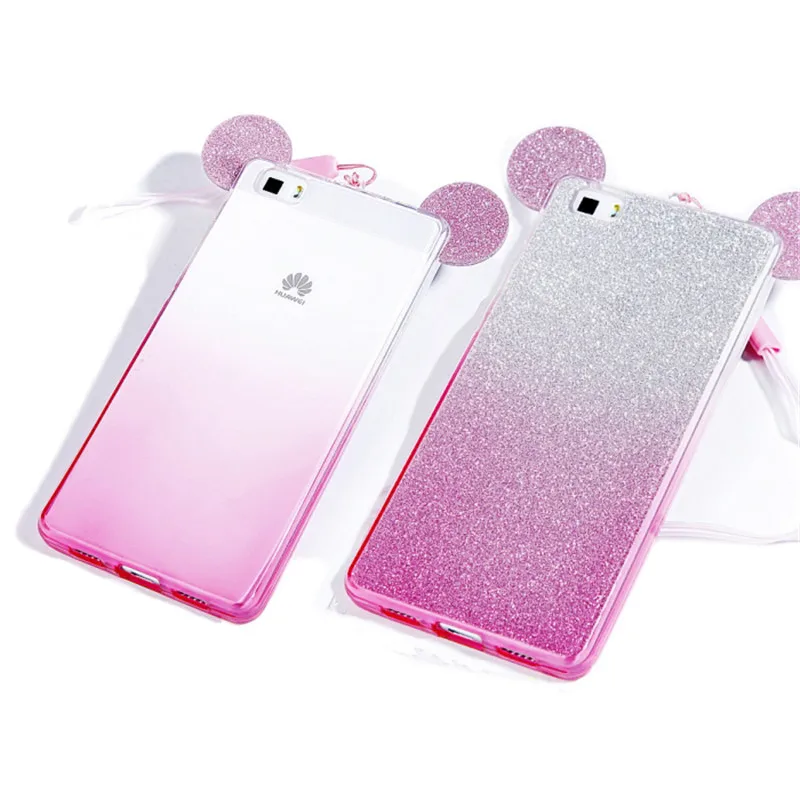 3D блеск Минни уши Микки-Мауса мягкий чехол из ТПУ с принтом &quotдля huawei P20 PRO P8 P9 Lite