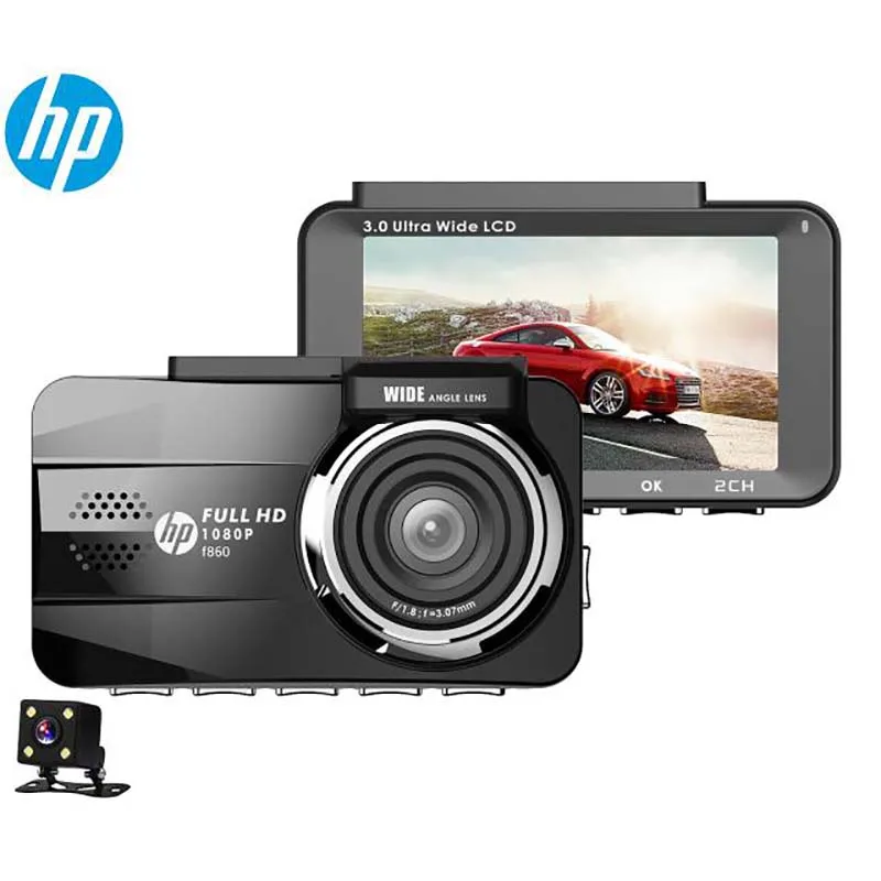 Hp мини F860 Drive Регистраторы HD Ночное видение передние и задние двойная линза