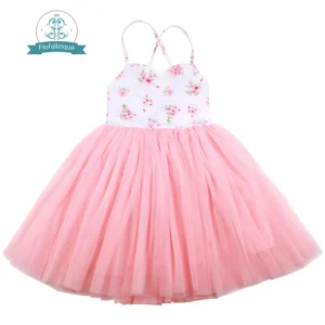 Детское Хлопковое платье Flofallzique, винтажное, с цветочным принтом, эластичное, с перекрещивающейся спиной, для рождественской вечеринки, свадьбы, милое