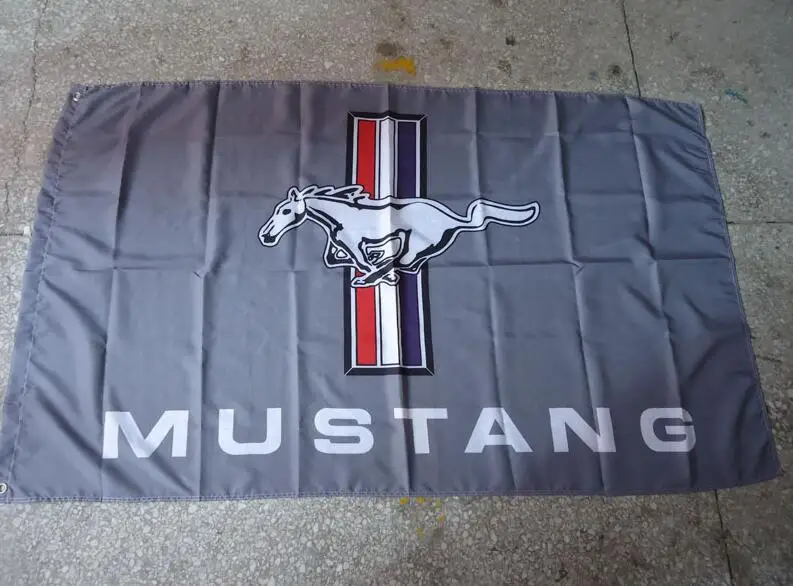 mustang grey racing flag, 90X150CM polyester banner