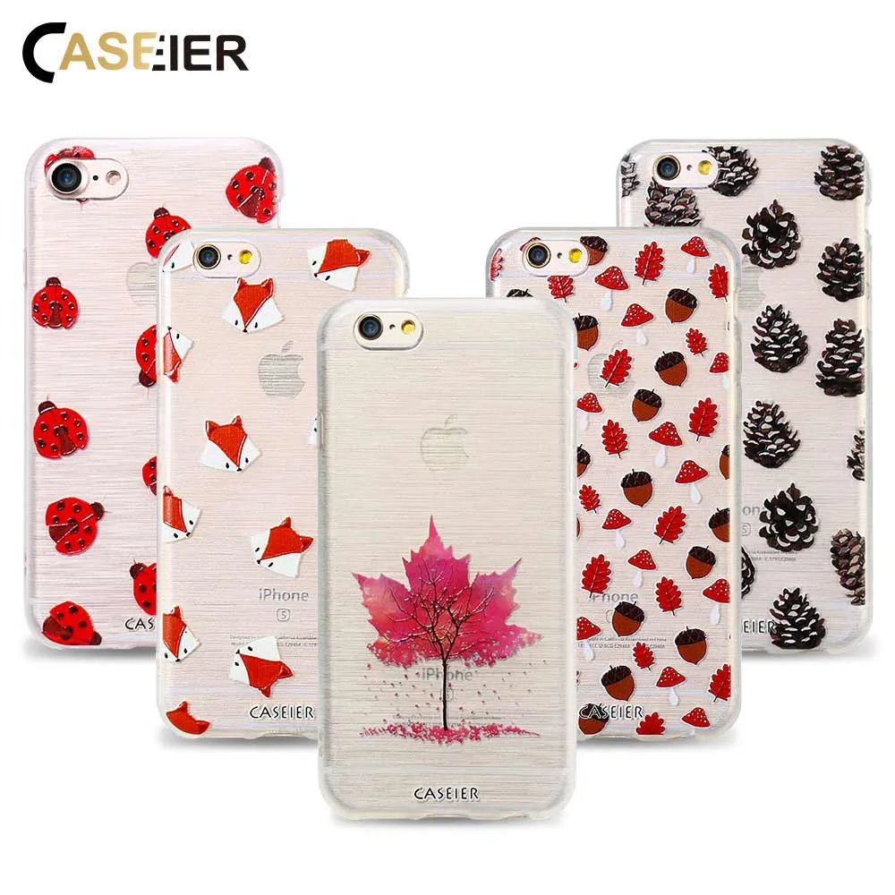 CASEIER Autumn Leaves Pattern Case For iPhone X 7 8 6 6S Plus Ultra-thin Soft TPU Phone 5S 5 SE Back Cover | Мобильные телефоны и