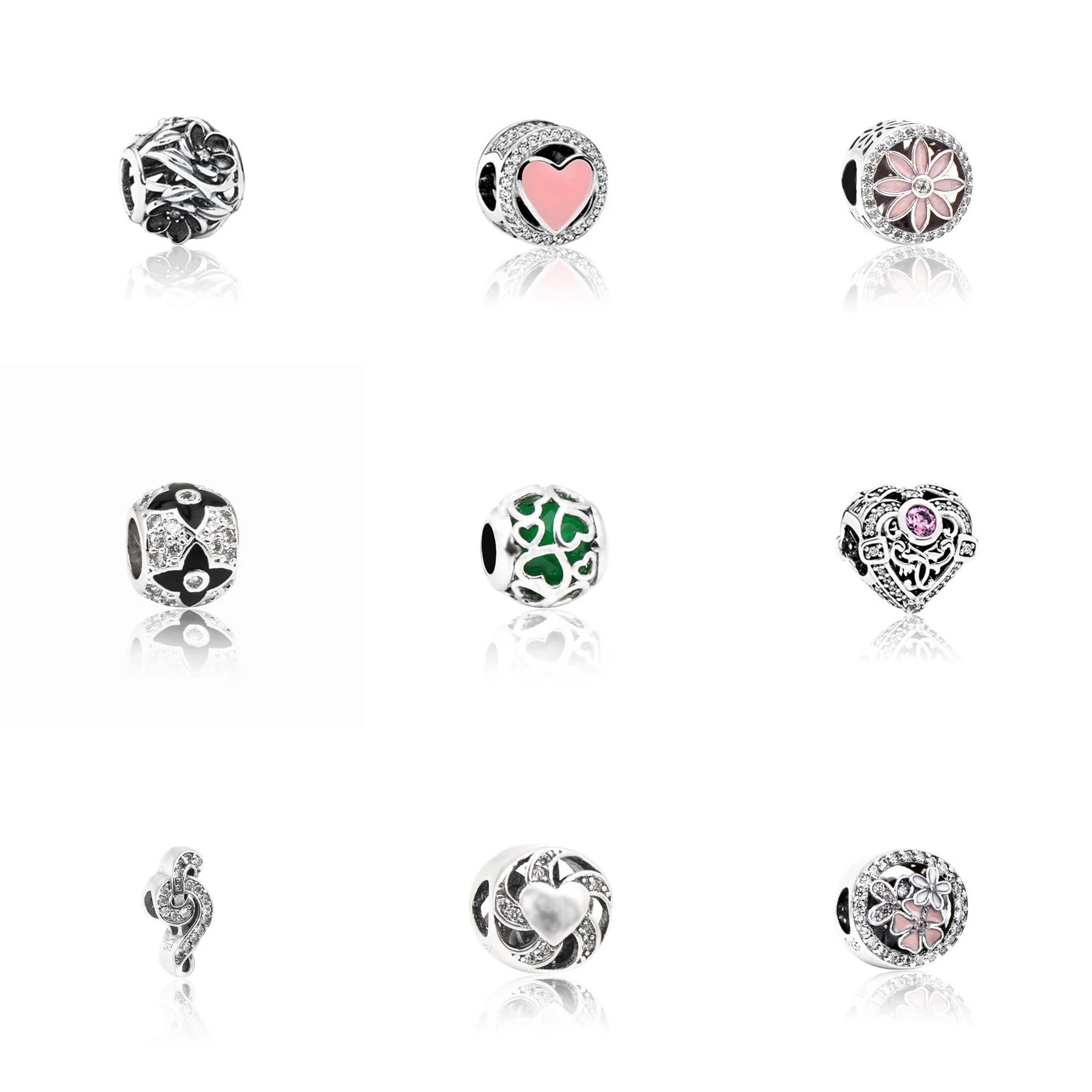 Серебро 925 пробы с вырезами Love Silver Note Персиковое сердце Кленовый лист цветок
