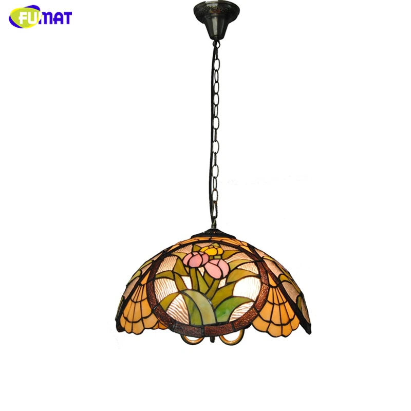 FUAMT Tiffany стеклянные подвесные лампы пасторальный Тюльпан цветы витражный