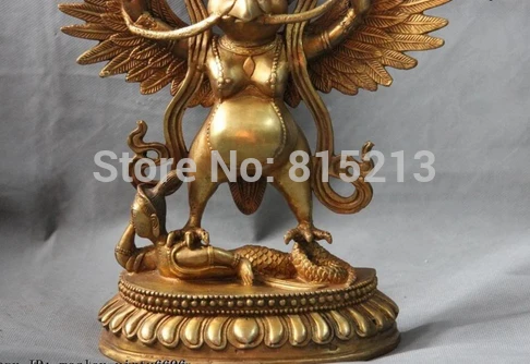 Bi0011834 Китайский буддизм медный бронзовая позолота Garuda статуя Будды peng bird | Дом и