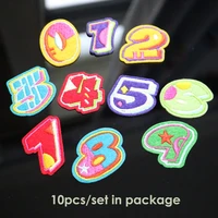 10pcsset numbers iron on patches for clothing small embroidery parches ironing applique sticker for bags backpack jeans