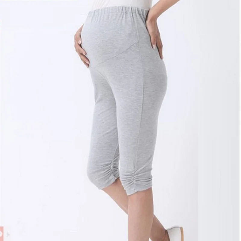 Летние брюки Капри для беременных три четверти с регулируемой талией Леггинсы
