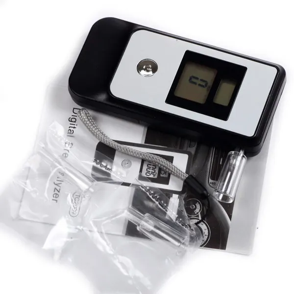 Цифровой ЖК дисплей Алкотестер дыхательный спирт тестер с 3 шт. мундштуками