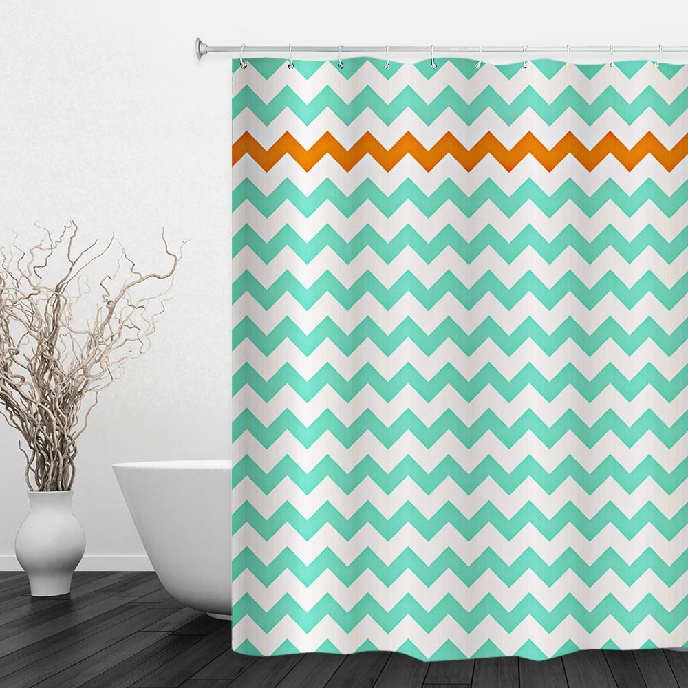 Водостойкая занавеска для душа из полиэстера с геометрическим узором декора