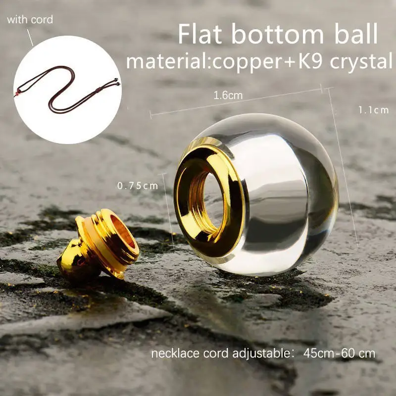 flat bottom ball Медное покрытие золото K9 Хрустальная бутылка кулон с ожерельем шнур можно открыть винт крышка цилиндр шар кулон ожерелье - Окраска металла: flat bottom ball