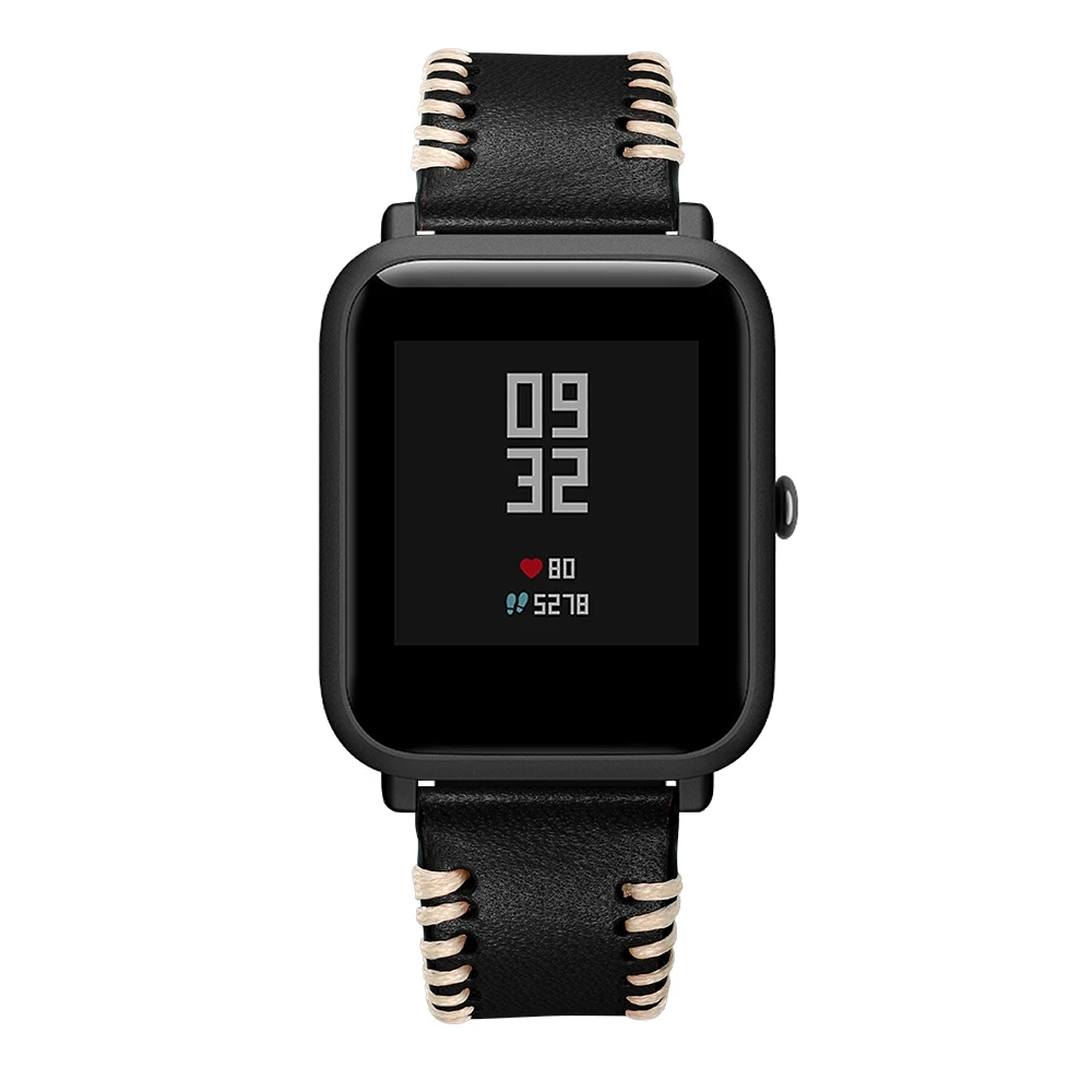 Ремешок Amazfeel 22 мм из натуральной кожи для Xiaomi Huami Amazfit Stratos 2 Pace Watch band 20 мм Amazfit bip bit Bracelet
