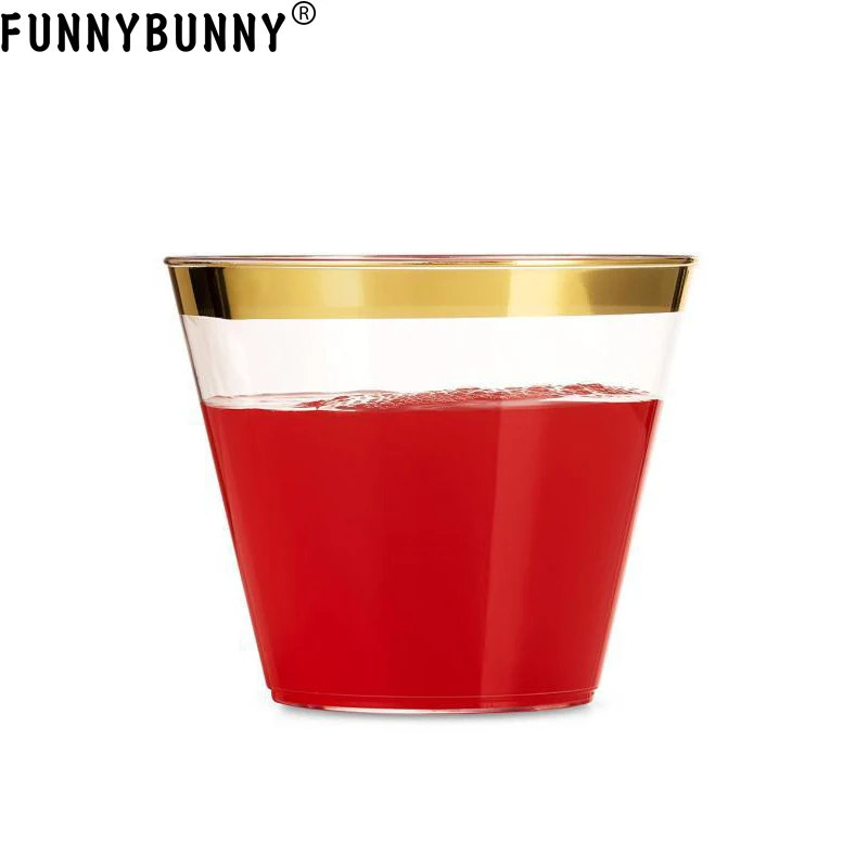 FUNNYBUNNY золотые прозрачные пластиковые чашки с золотой оправой Необычные