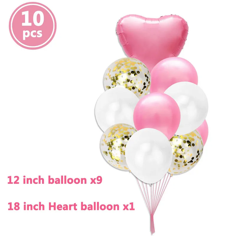 Heart Pink 10 шт смешанный воздушный шар "Конфетти" украшения для дня рождения для детей и взрослых пол раскрывает Babyshower Свадебные выпускные принадлежности - Цвет: Heart Pink