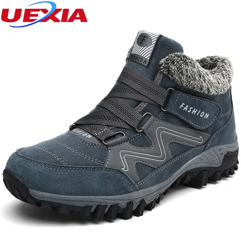 Uexia высокое качество Снегоступы Для мужчин обувь ботильоны зимние сапоги Мех