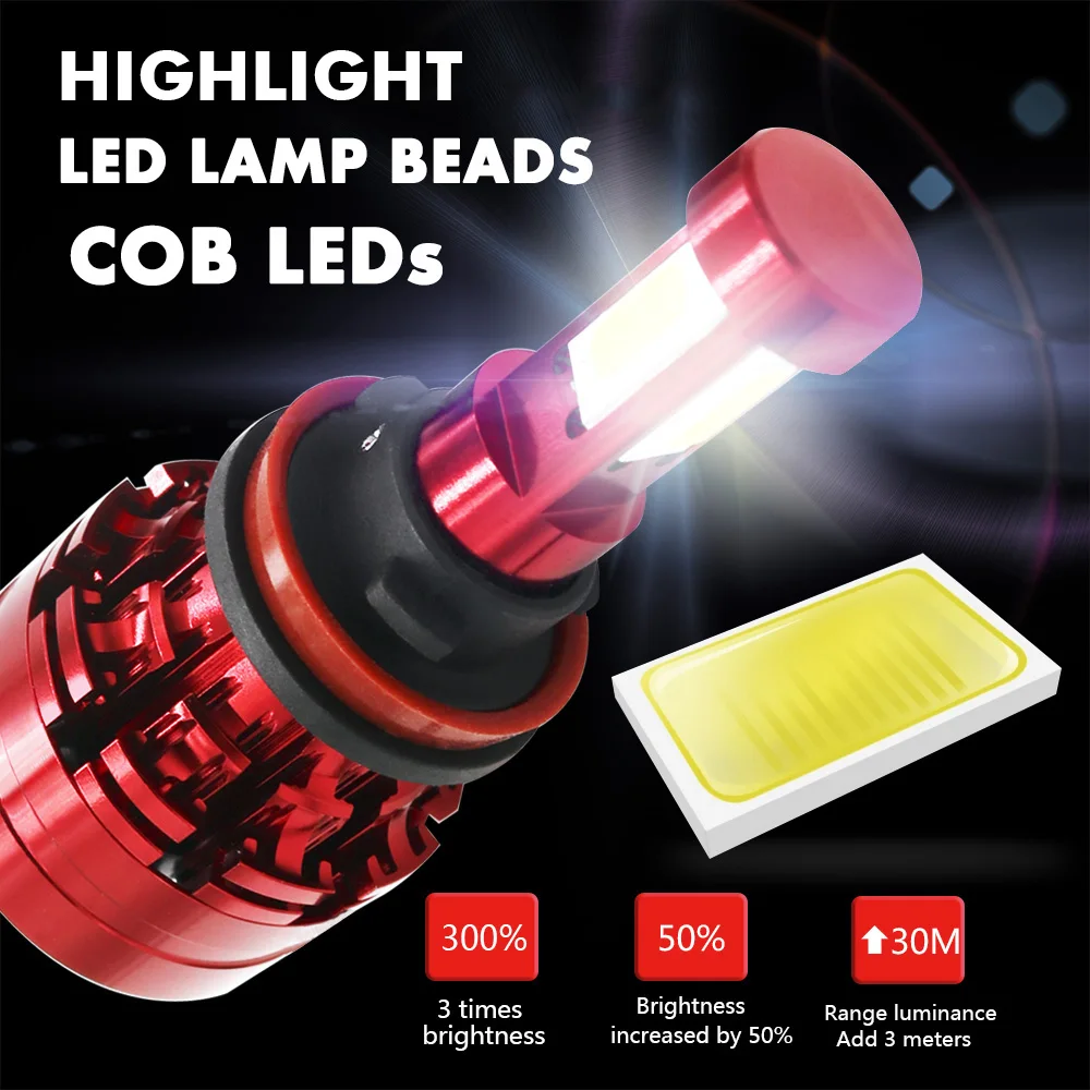 4-сторонсветильник фара H7 LED H4 светодиодный H11 H13 9005 9006 100W 28000LM 6000K 12V 24V