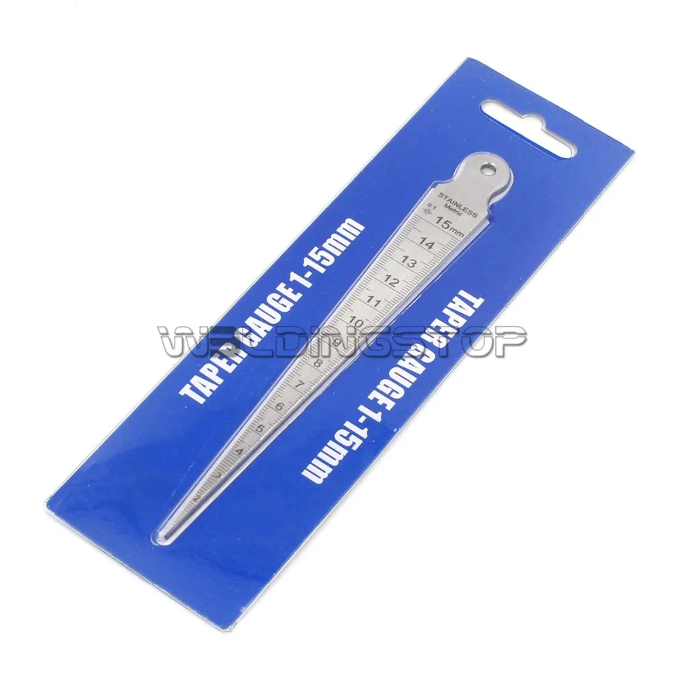 

Welding Taper Gauge slot width, gap hole size gage metric & inch (2.7mm plate) measuring tool