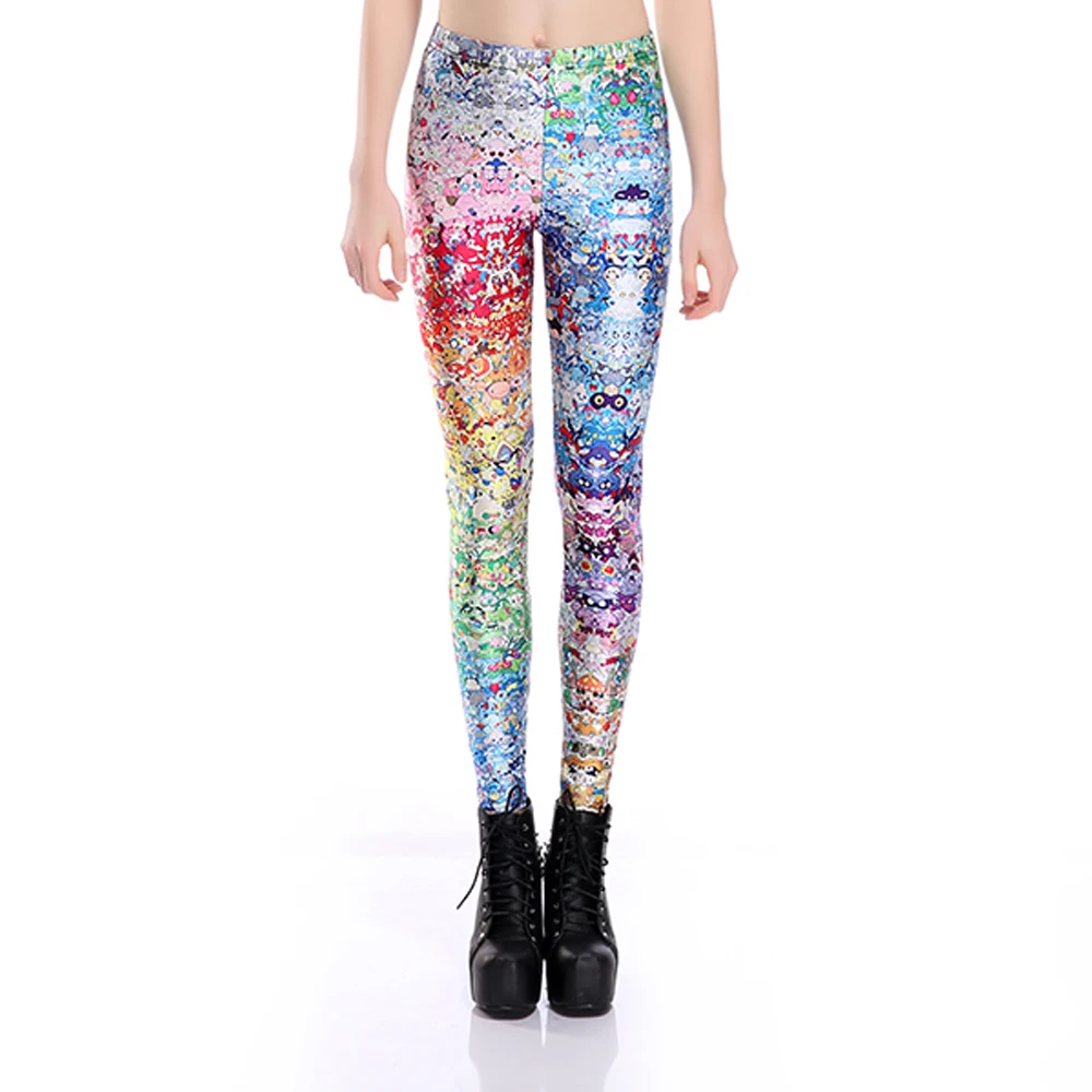 5 узоров Мультяшные леггинсы ночной кошки перед Рождеством для женщин черные