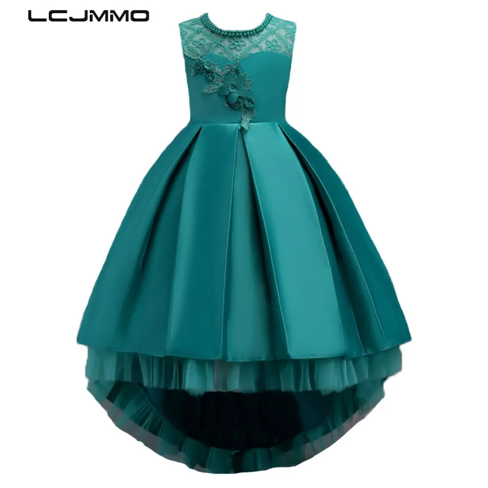 LCJMMO Flower Girls Dresses For Party And Wedding Sleeveless Lace Short Front Long Back Children Princess Formal Dress 3-12Years | Детская
