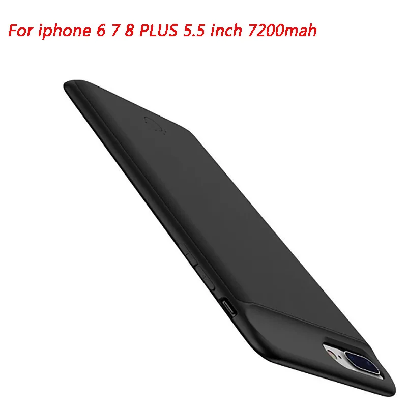 5000/7200 мАч чехол для внешнего зарядного устройства для iPhone 6 6s Plus внешний аккумулятор чехол для резервного зарядного устройства чехол для Iphone 7 8 plus - Цвет: 5.5inch Black