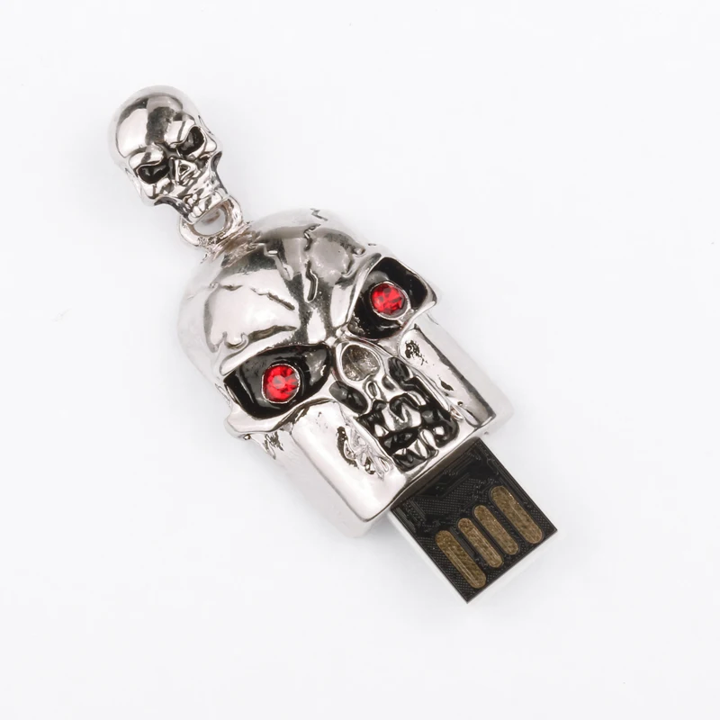 Amthin металлический Алмазный Скелет Голова Череп цепь USB флэш накопитель USB2.0 флеш