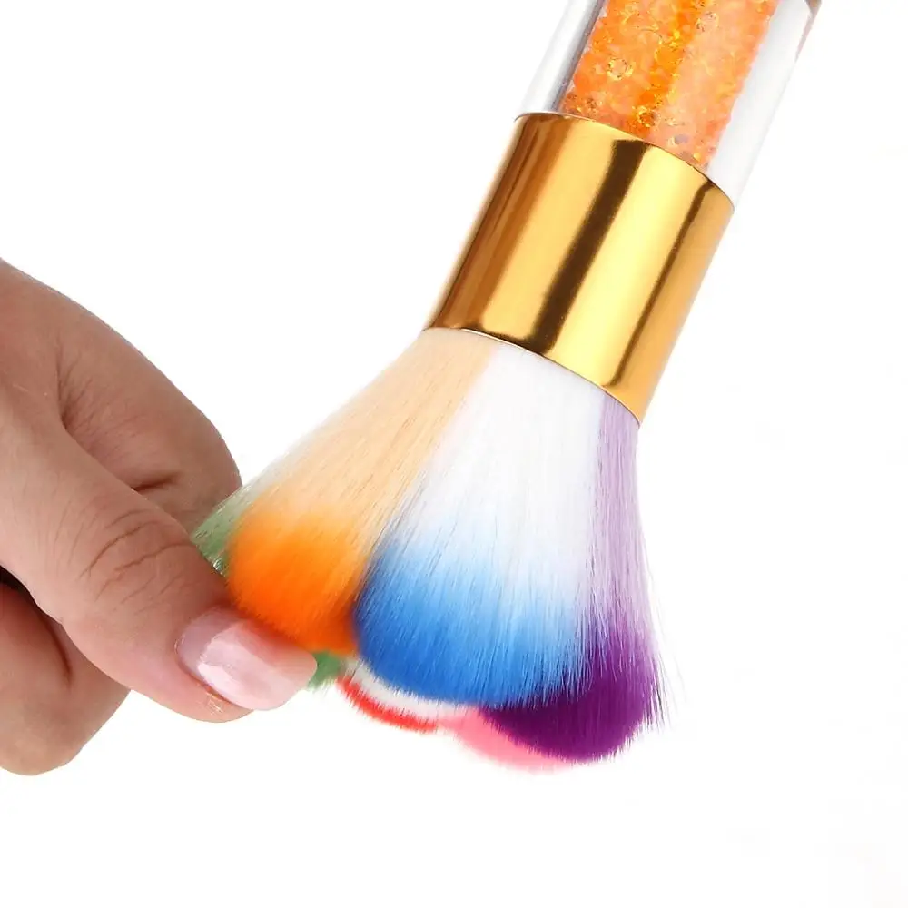 Monja Rhinestone Ручка радужные волосы для дизайна ногтей щетка удаления пыли блестящая
