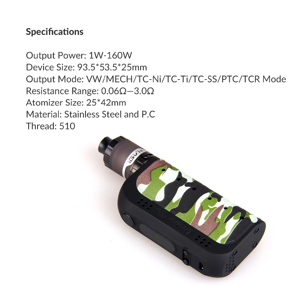 Оригинал Yosta Новый Livepor 160 Вт комплект с 510 IGVI P2 Танк Vape Комплект коробка мод